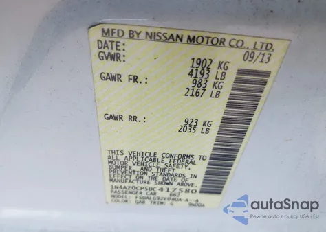 2013 Nissan Leaf Sl из США, поврежденный, VIN 1N4AZ0CP5DC417580